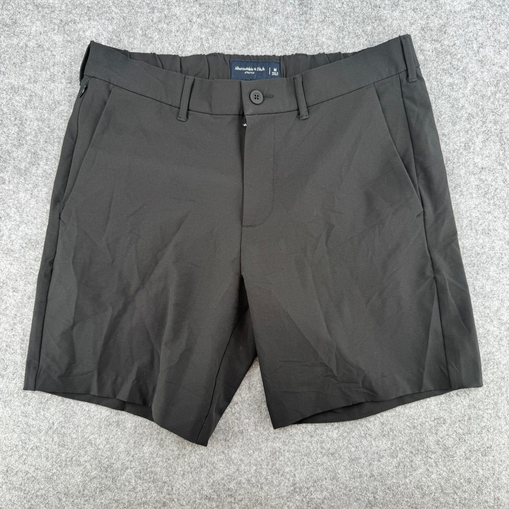 Abercrombie & Fitch Shorts Mens M Performance Stretch Black Zipper Pocket EUC